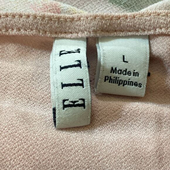 4/$30 ELLE Stretch Floral Pink Women's Top Blouse Size L - Picture 5 of 7